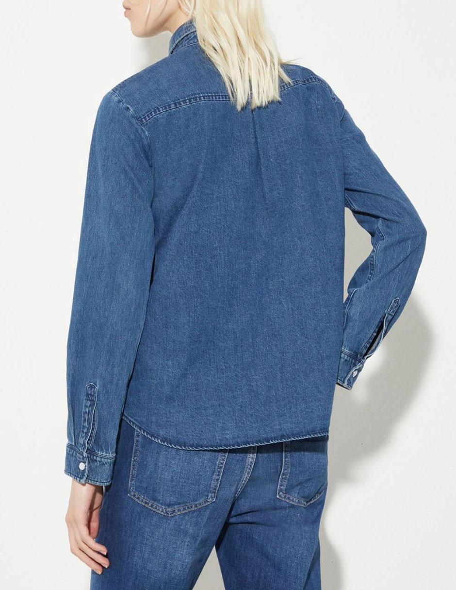 Playera manga larga cuello camisero para mujer 3