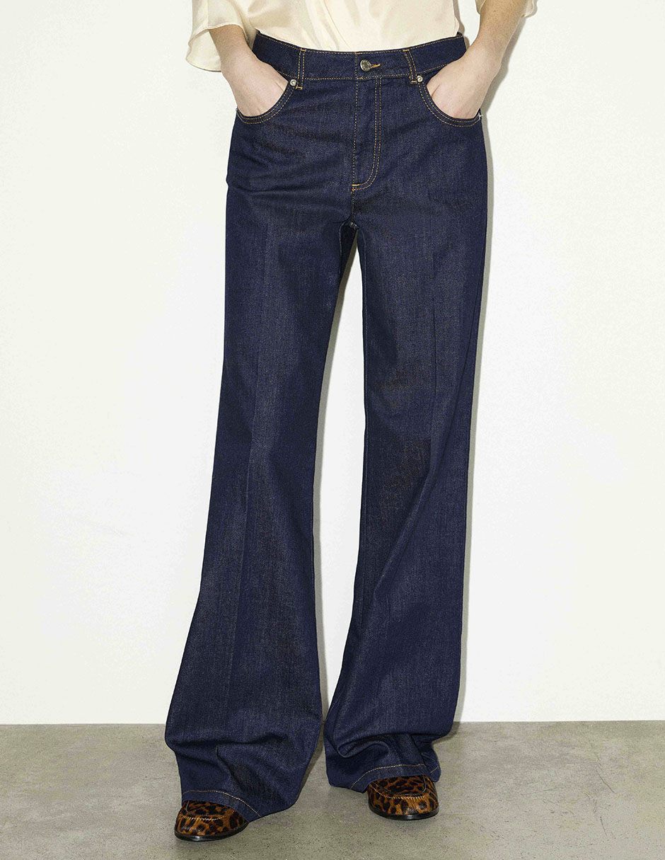 Jeans amplio corte cintura para mujer Jeans amplio corte cintura para mujer