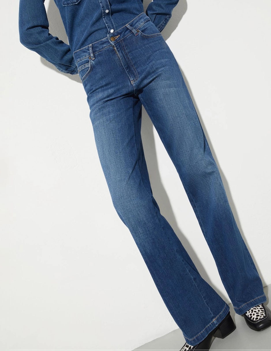 Jeans wide leg corte cintura para mujer 4