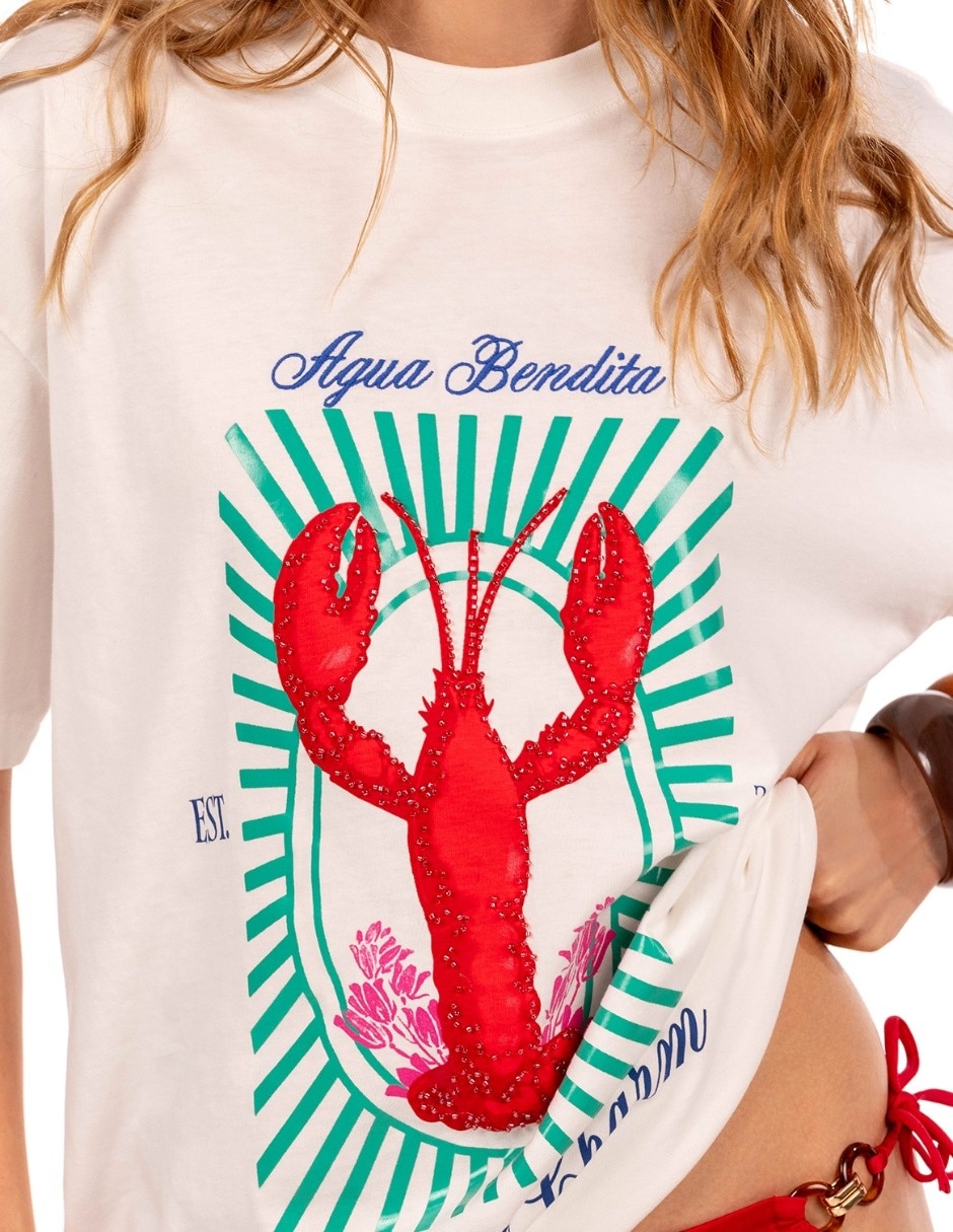 Playera manga al codo cuello redondo para mujer 4