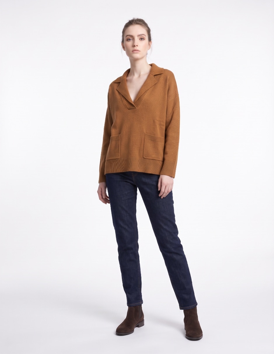 Suéter cuello solapa para mujer 3