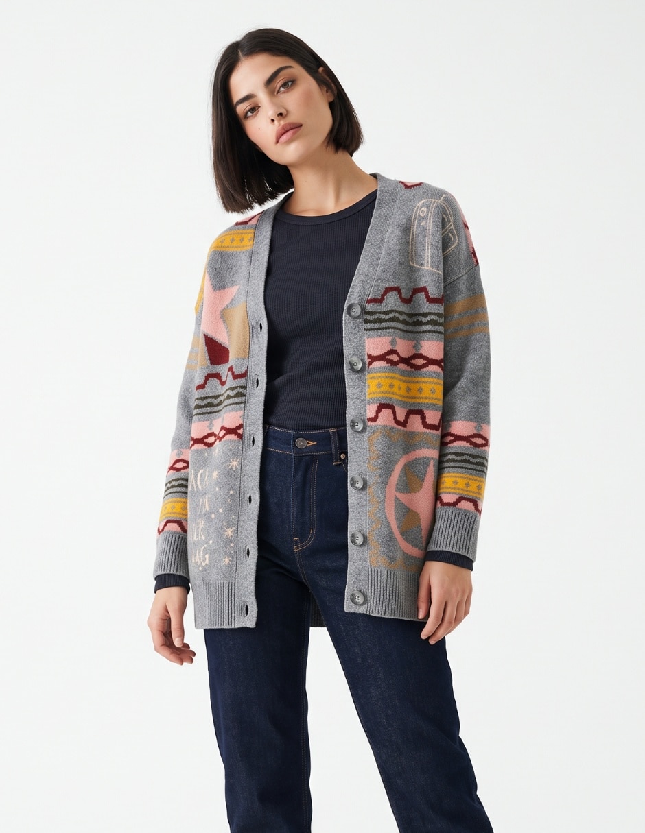 Suéter cuello V para mujer