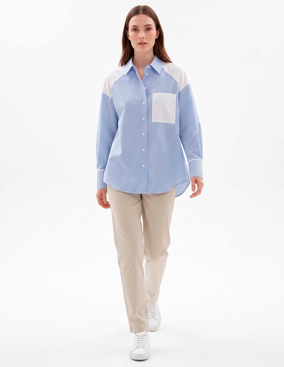 Camisa de algodón manga larga para mujer Camisa de algodón manga larga para mujer