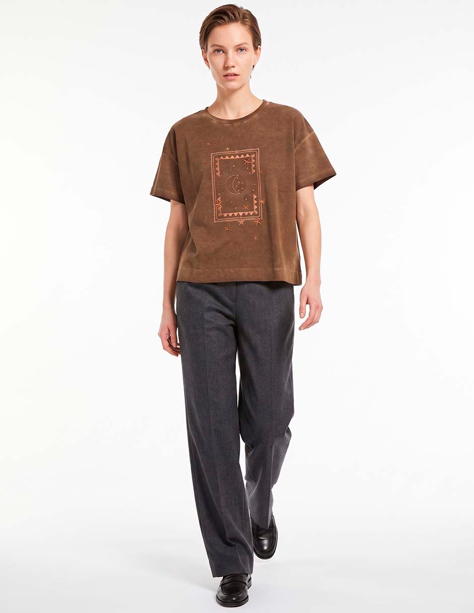 Playera manga corta cuello redondo para mujer