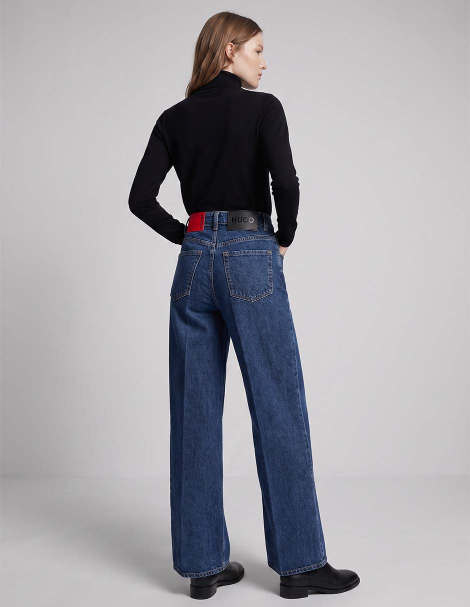 Jeans wide leg corte cintura alta para mujer 4