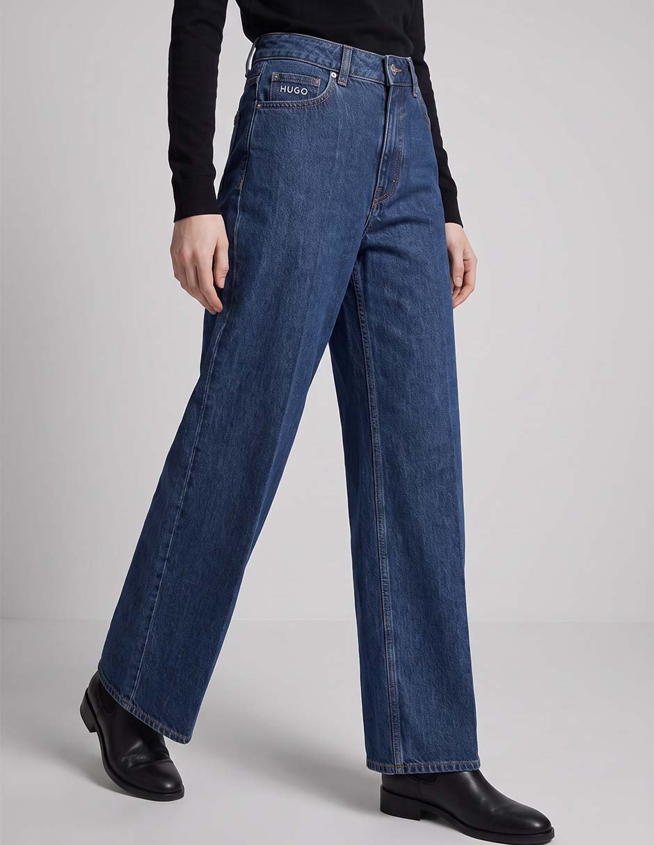 Jeans wide leg corte cintura alta para mujer 2