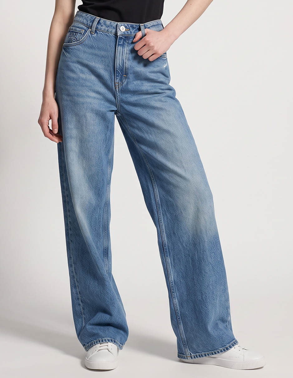 Jeans wide leg corte cintura alta para mujer Jeans wide leg corte cintura alta para mujer