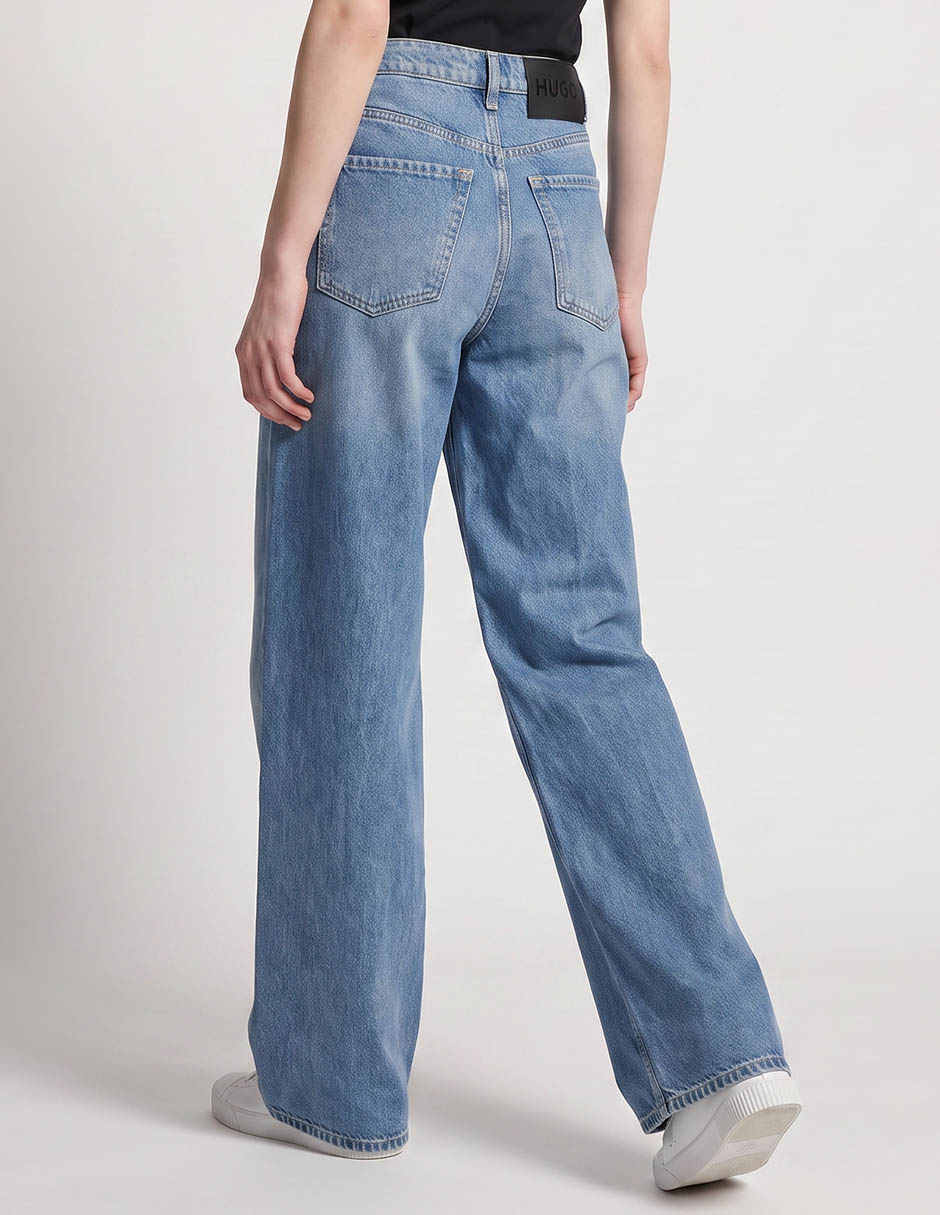 Jeans wide leg hugo corte cintura alta para mujer