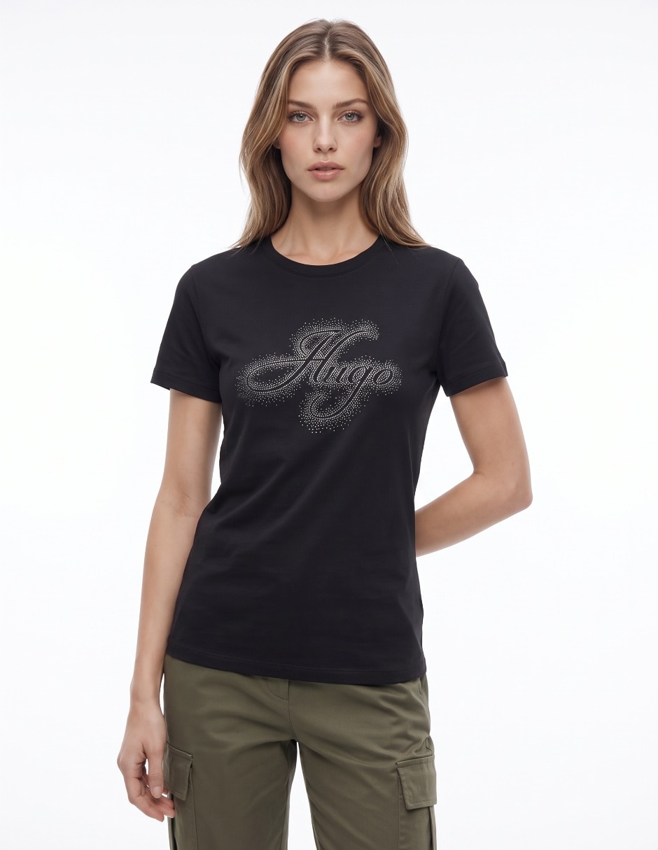 Playera manga corta cuello redondo para mujer