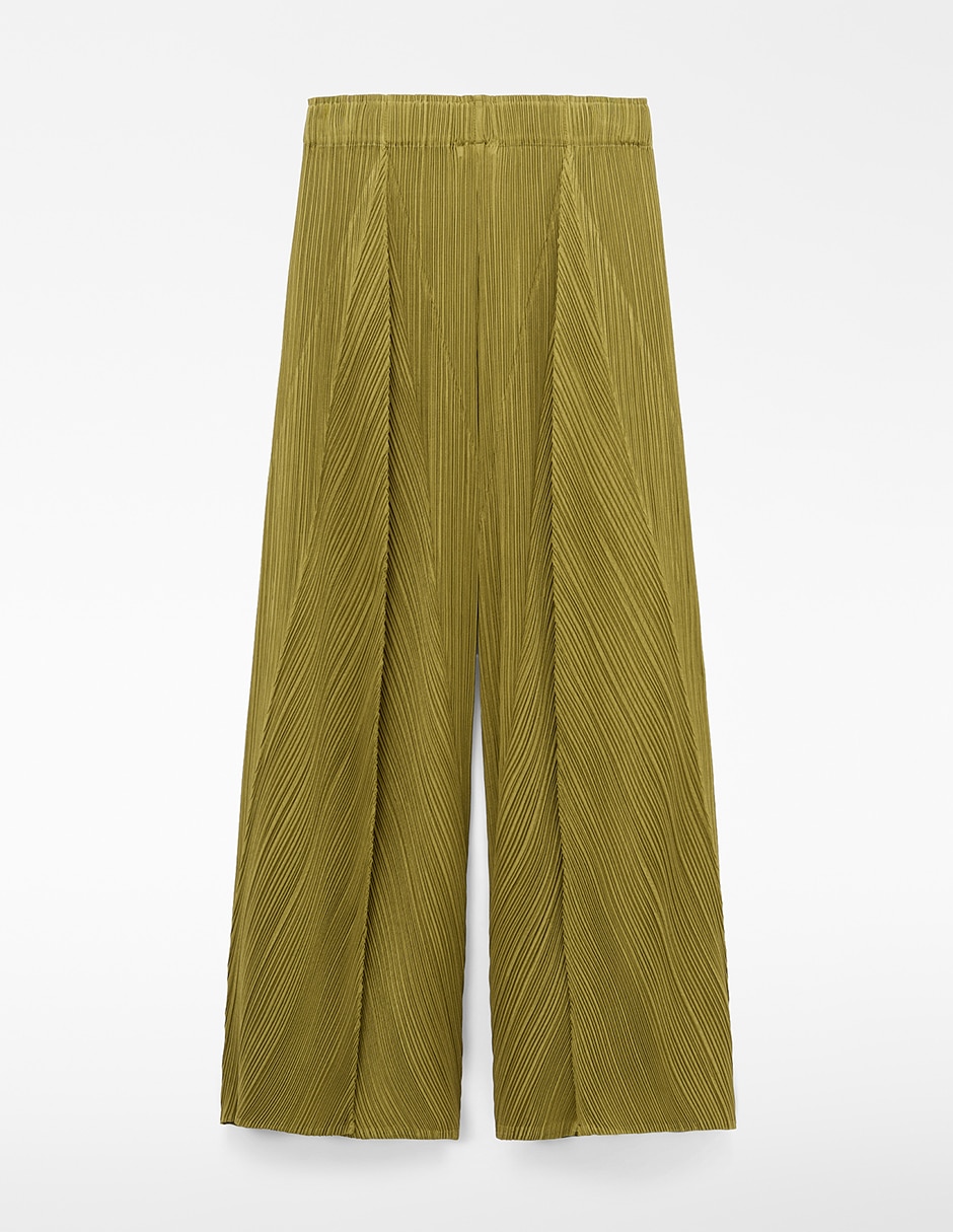Pantalón plisado palazzo para mujer 4