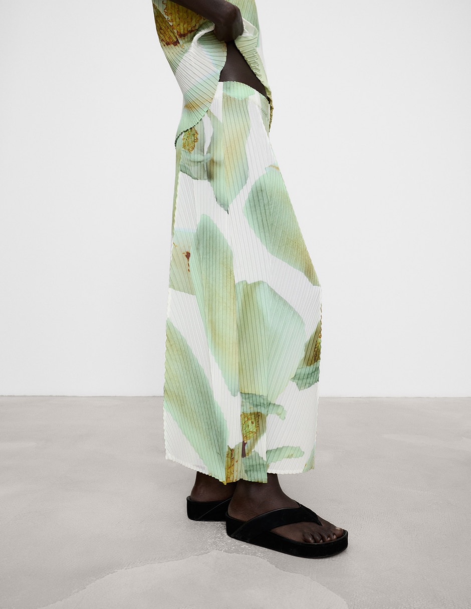 Pantalón plisado palazzo para mujer Pantalón plisado palazzo para mujer