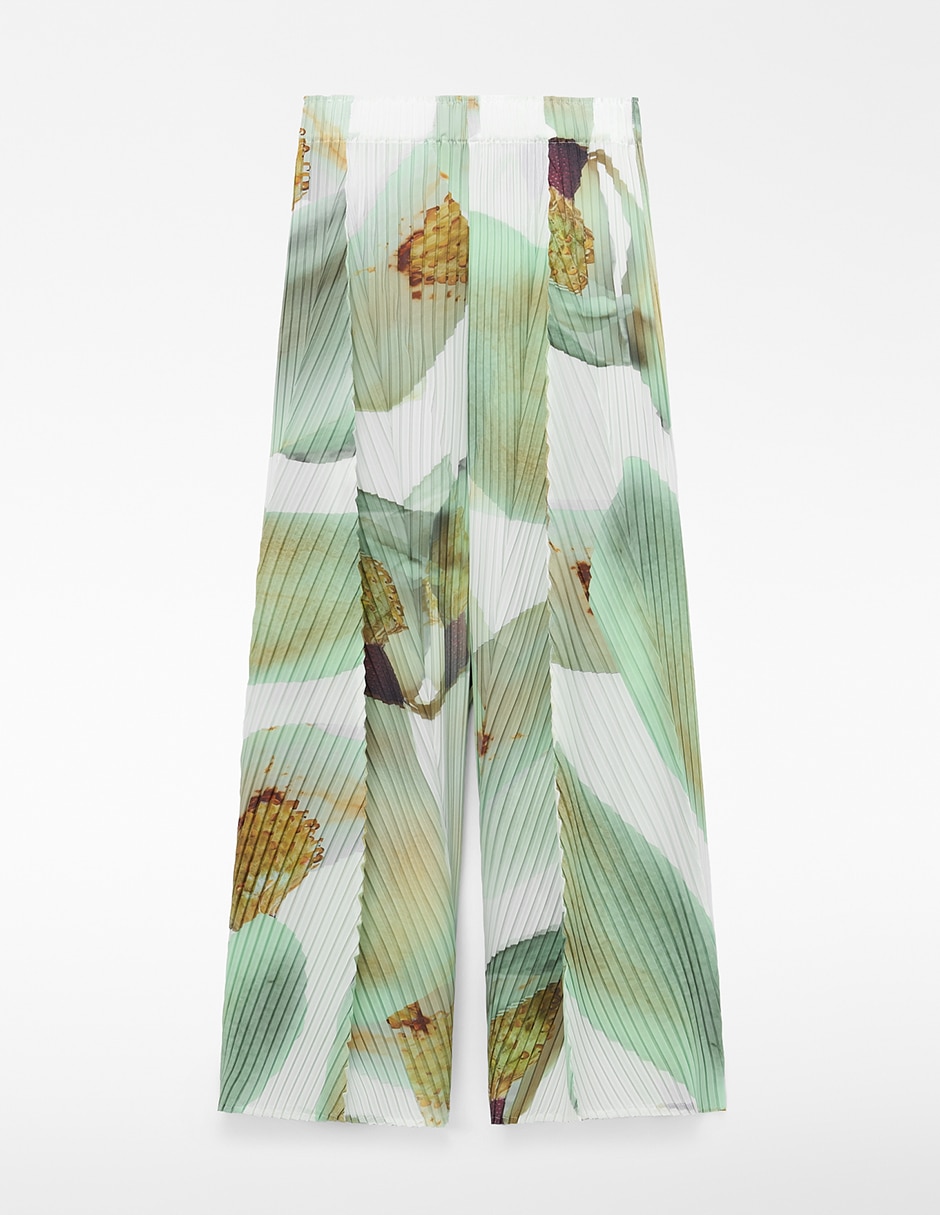 Pantalón plisado palazzo para mujer 3