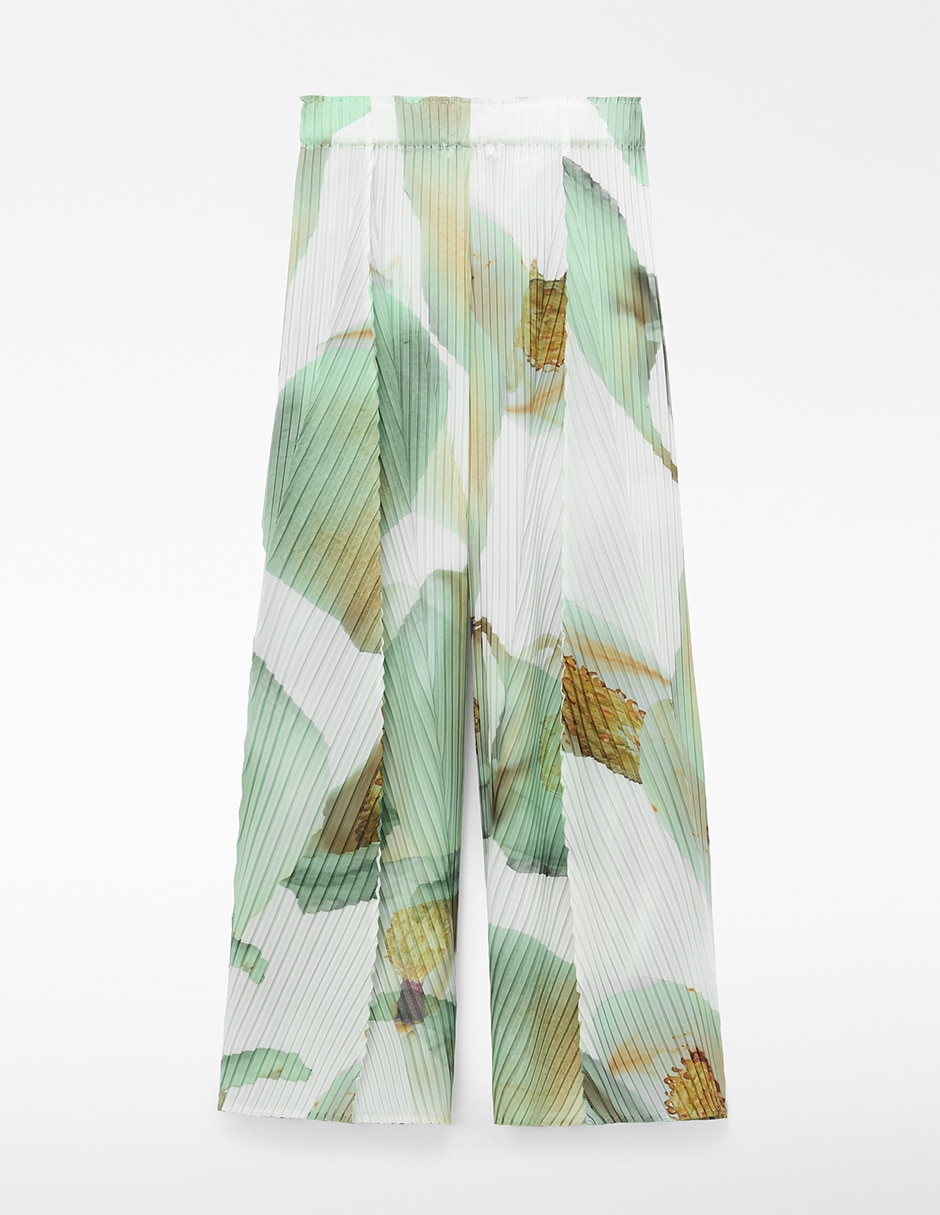 Pantalón plisado palazzo para mujer 6