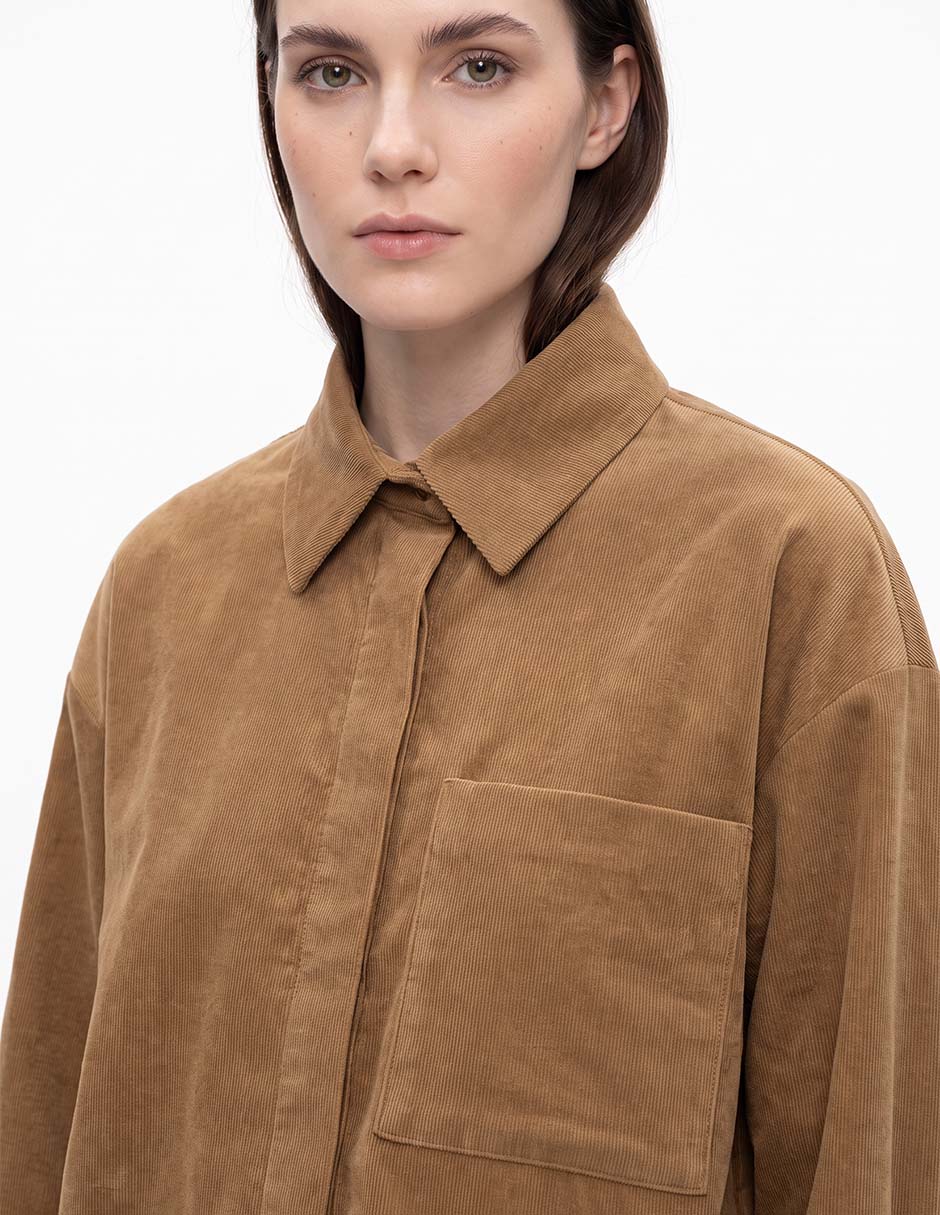 Camisa de algodón manga larga para mujer
