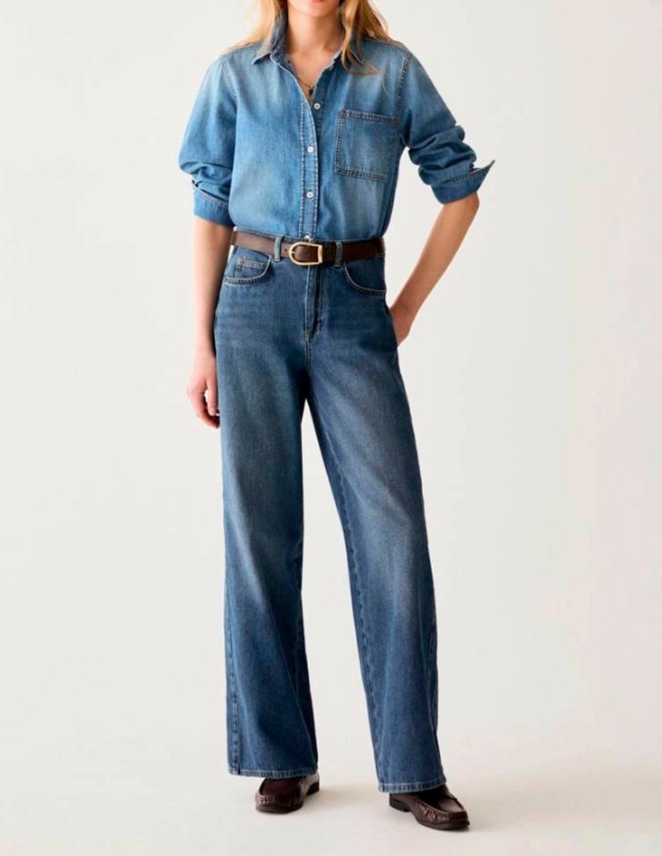 Jeans relaxed wide leg para mujer 2