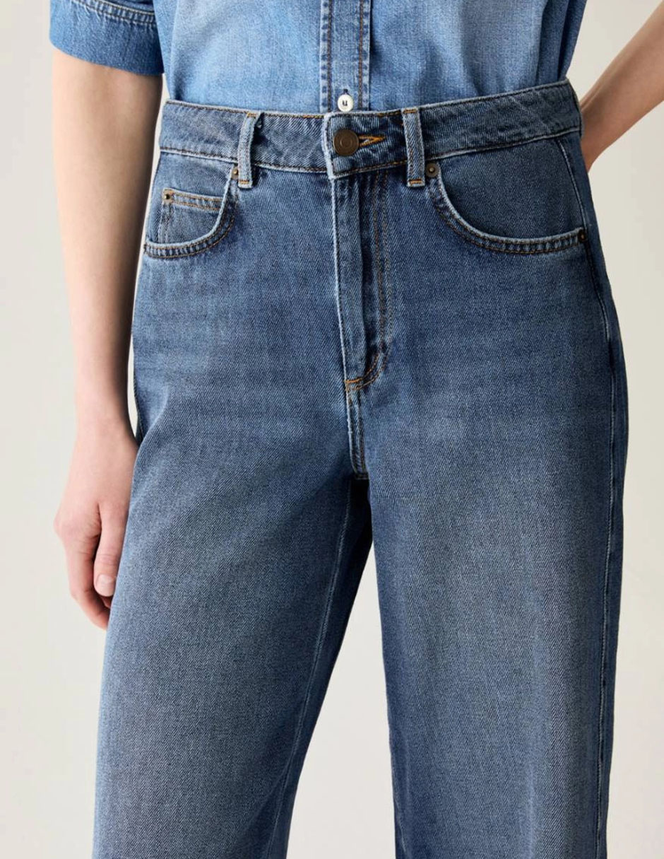 Jeans relaxed wide leg para mujer 4