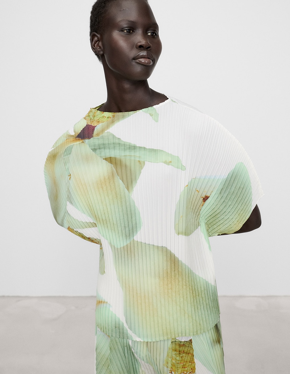 Blusa manga al codo para mujer