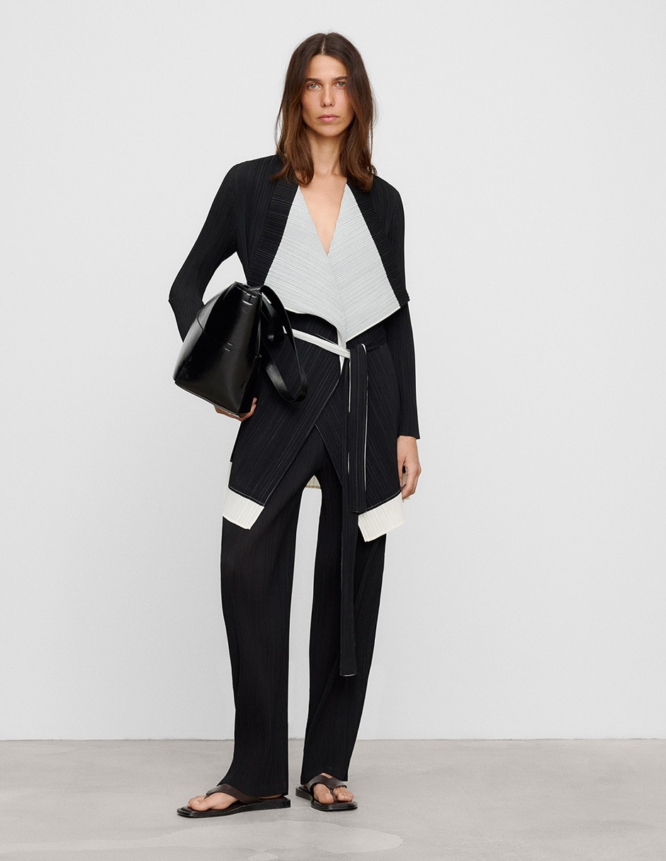 Pantalón plisado recto para mujer 4