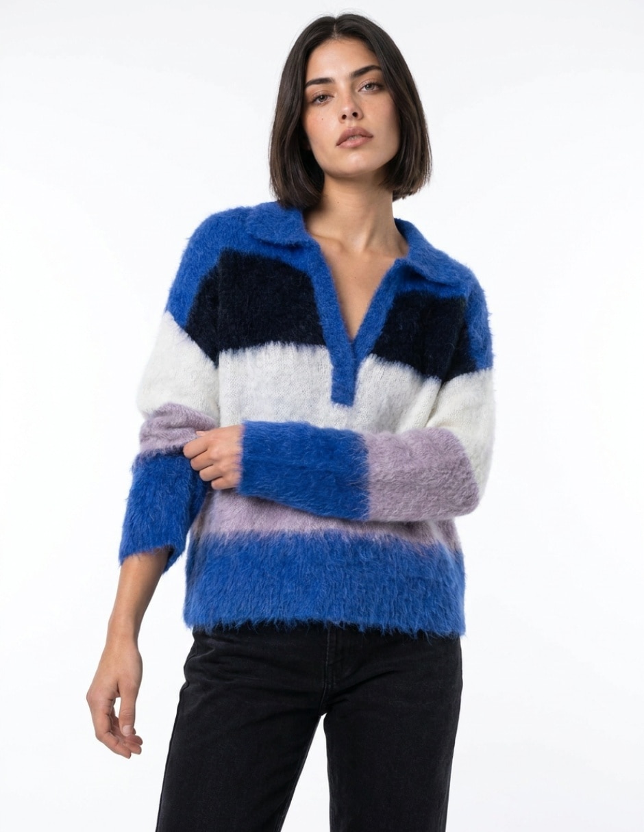 Suéter cuello polo para mujer