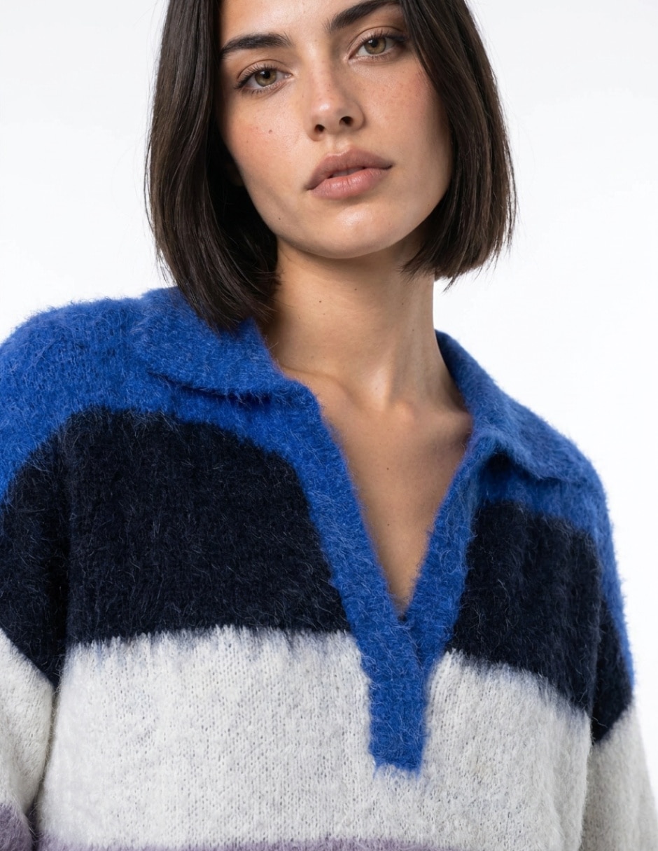 Suéter cuello polo para mujer 4