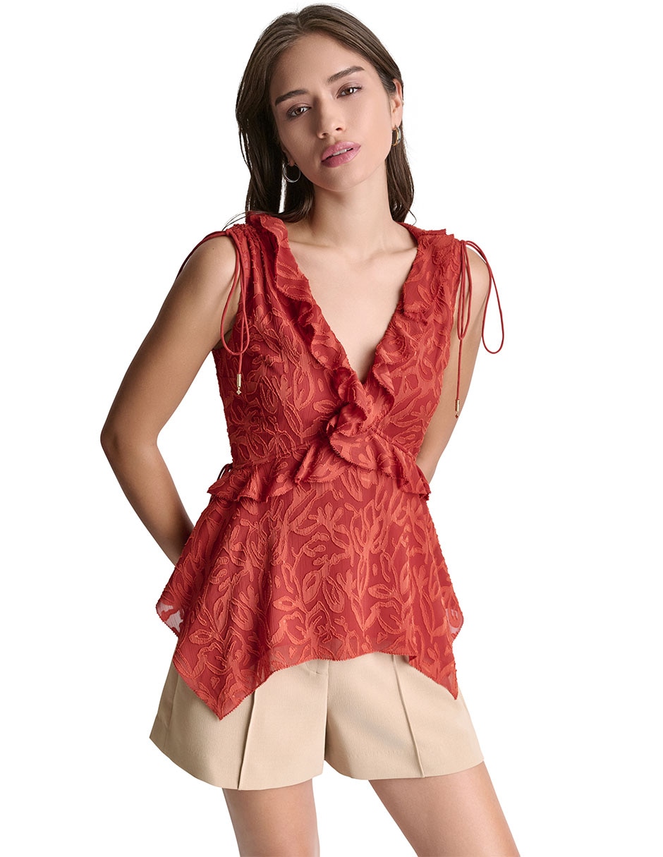 Blusa peplum sin manga para mujer
