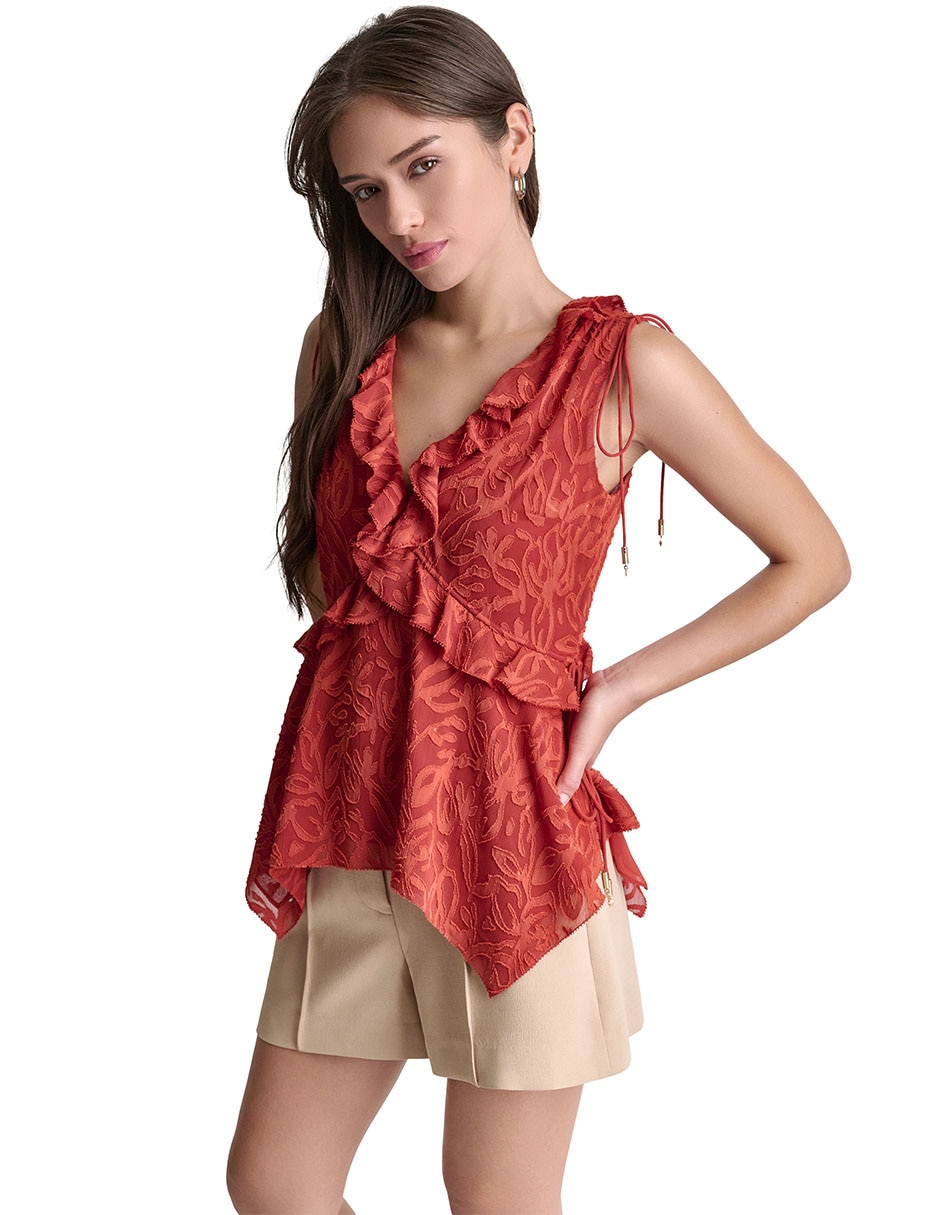 Blusa peplum sin manga para mujer