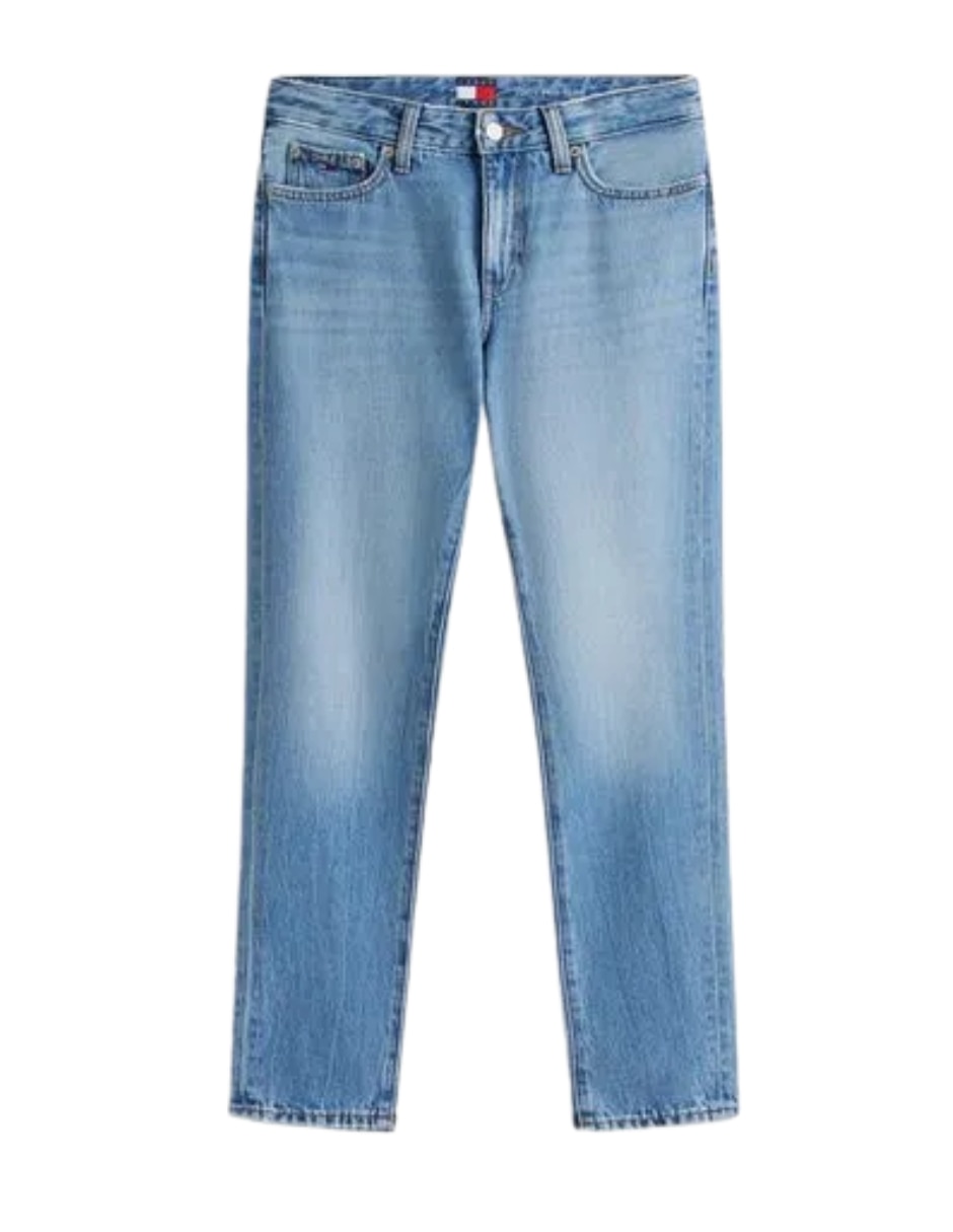 Jeans regular slim media cintura para mujer
