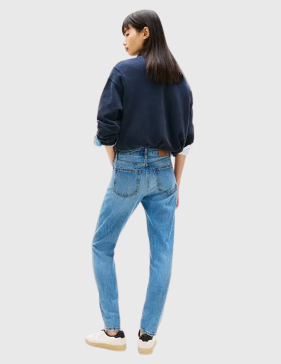 Jeans regular slim media cintura para mujer
