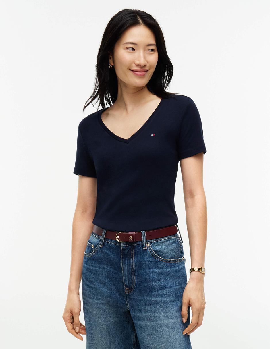 Playera manga Sin colección cuello V para mujer 2