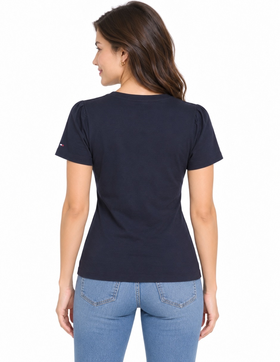 Playera manga XW0864I 400 DW5 cuello V para mujer