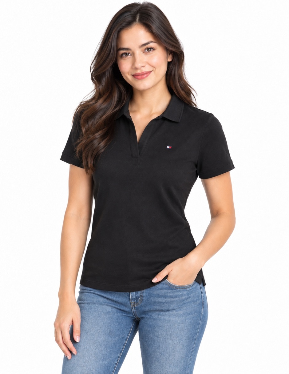 Playera manga XW07892 00I BDS cuello Polo para mujer 5