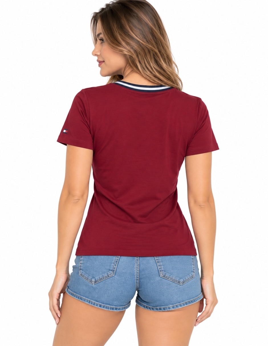 Playera manga cuello v para mujer