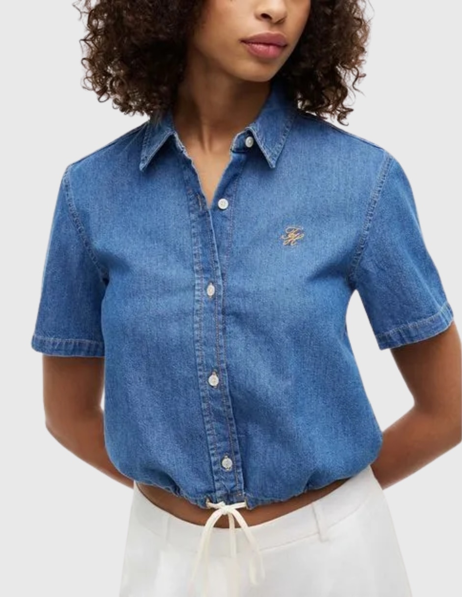 Camisa de algodón pima manga al codo para mujer 2