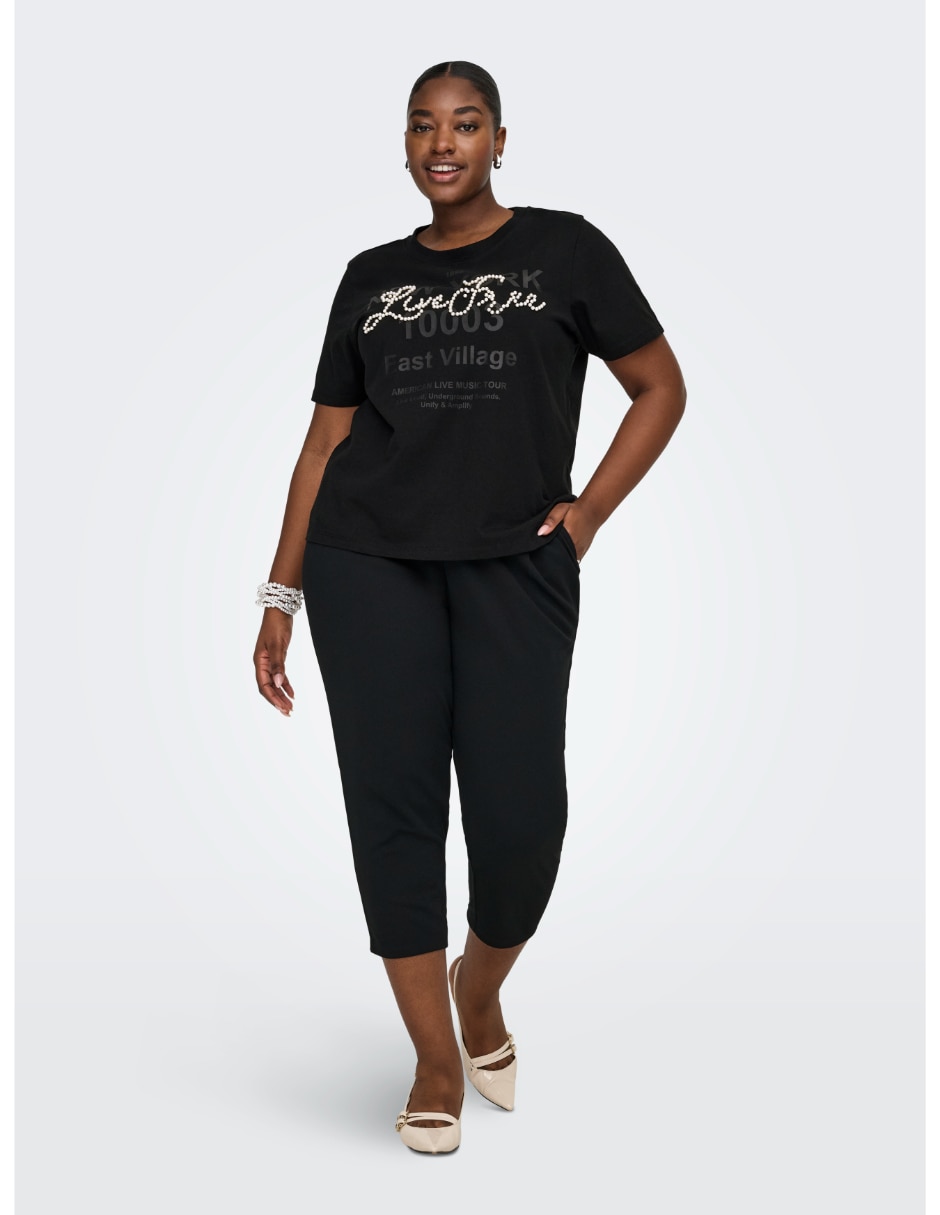 Playera manga corta Only Carmakoma cuello redondo para mujer